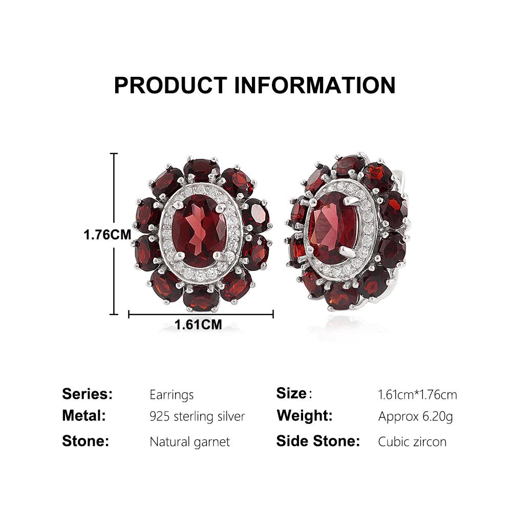2026, 925 Sterling Silver Ring Earrings Pendant Necklace Natural Garnet January Birthstone Jewelry Set for Women's Banquet Gifts