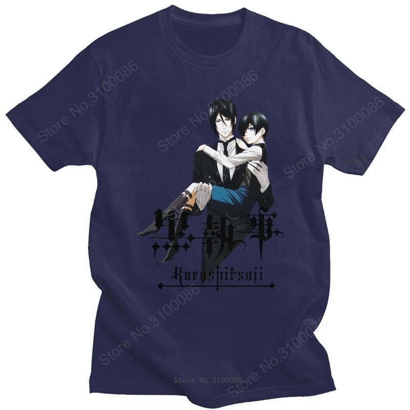 Cool Black Butler Tshirt Unisex Short Sleeve Kuroshitsuji Ciel T Shirt Phantomhive Printed Tshirt Soft Cotton Anime Unisexga Tee Tops
