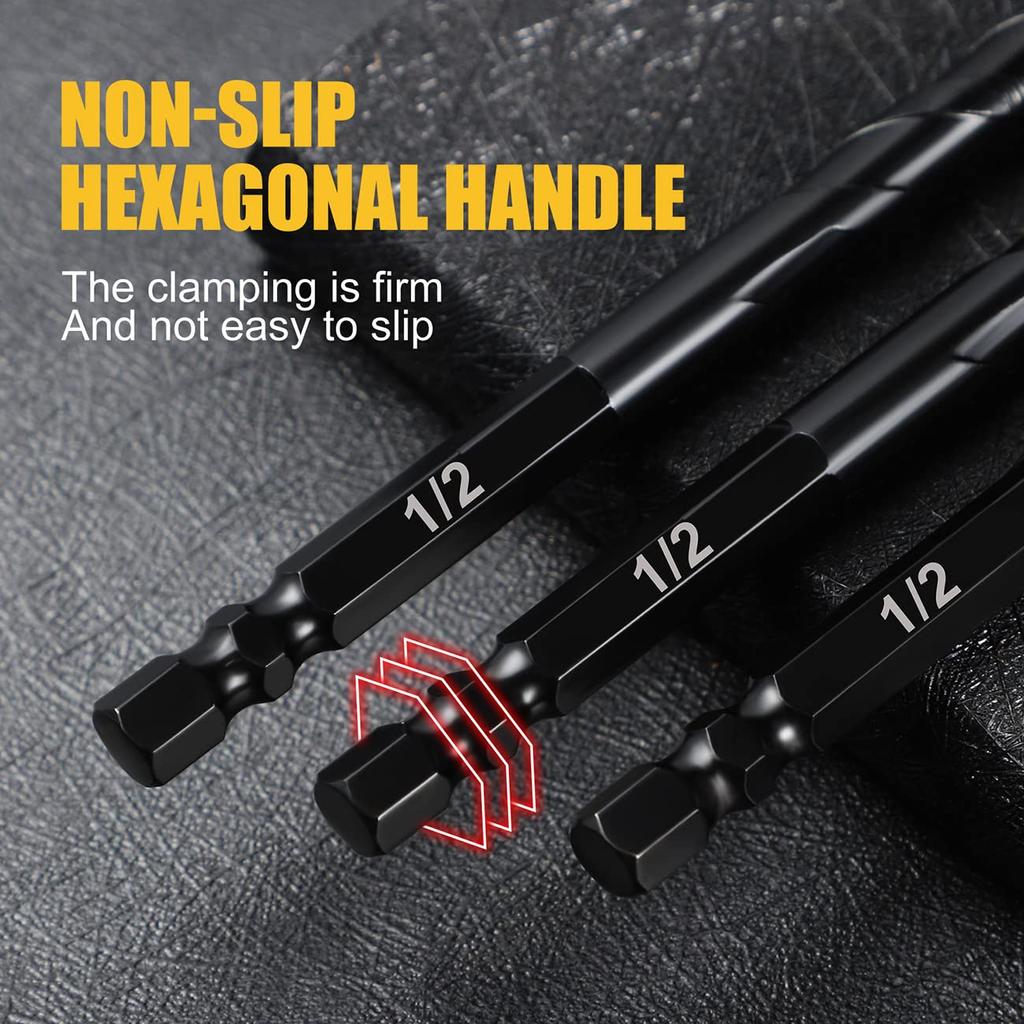 3/16”-1/2 Concrete Drill Bit Set 10PC, Masonry Drill Bits for Brick, Glass, Plastic and Wood, Tungsten Carbide Tip Work