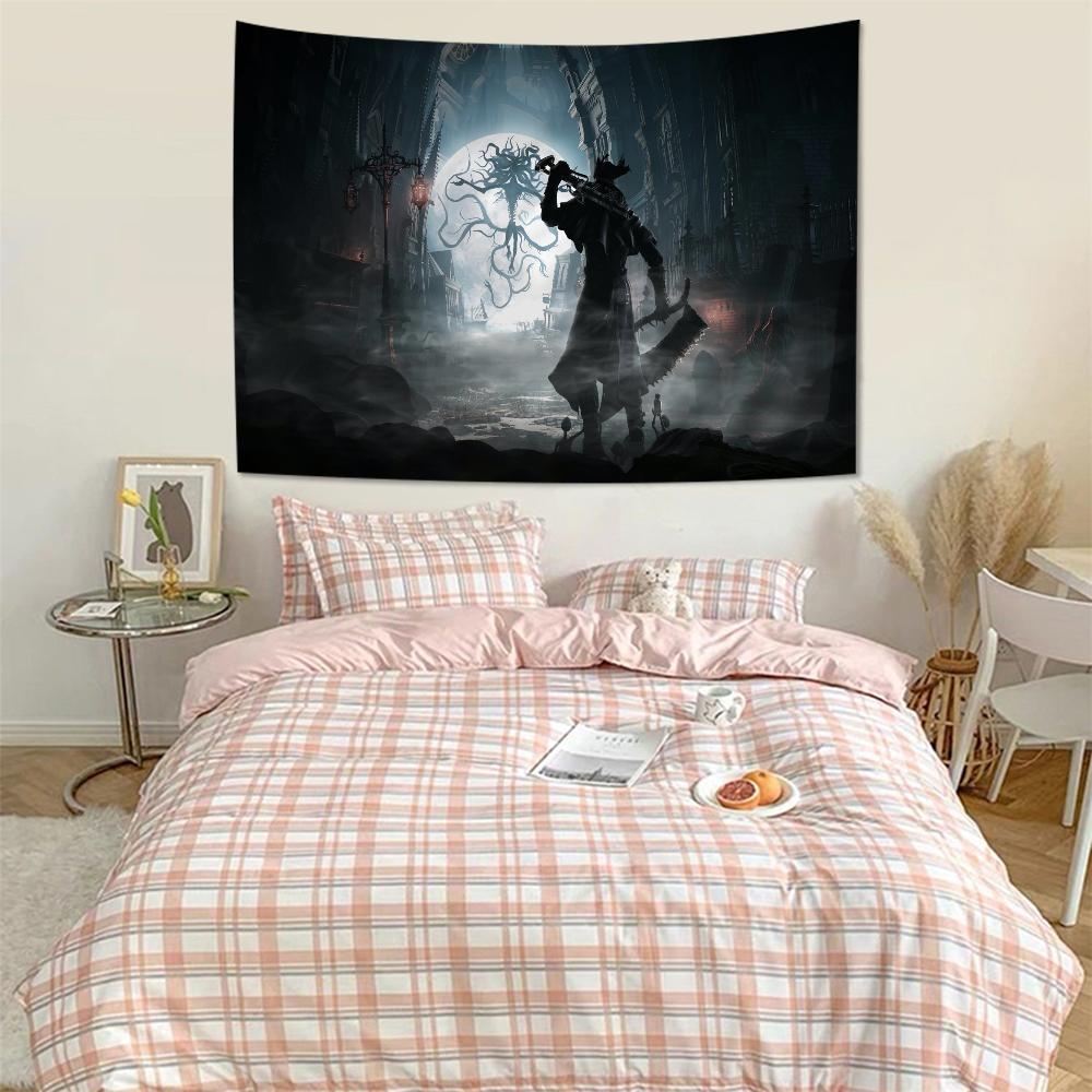 Game Bloodborne Cartoon Tapestry Art Science Fiction Room Home Decor Wall Hanging Sheets