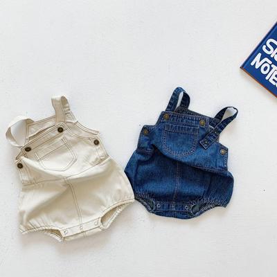 Korean Baby Denim Romper: Spring/Summer Unisex Cotton Jumpsuit for Kids