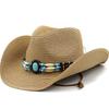 Western Women's Outdoor Beach Hat Sun Visor Hat Big Eaves Hat Cowboy Straw Hat