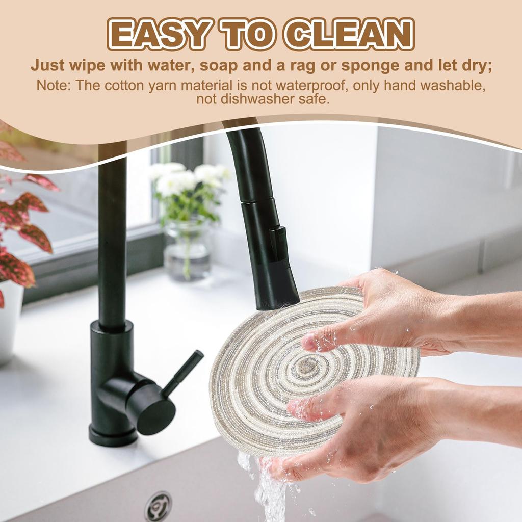 Uxcell 4-Piece Round Woven Place Cushions, 15", Heat-Resistant, Gradient Gray, for Kitchen/Dining Table Countertops