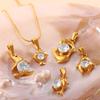 Fashion Versatile Diy Marine Life Dolphin Shark Pendant, Stainless Steel Gold-Plated Zircon Accessories