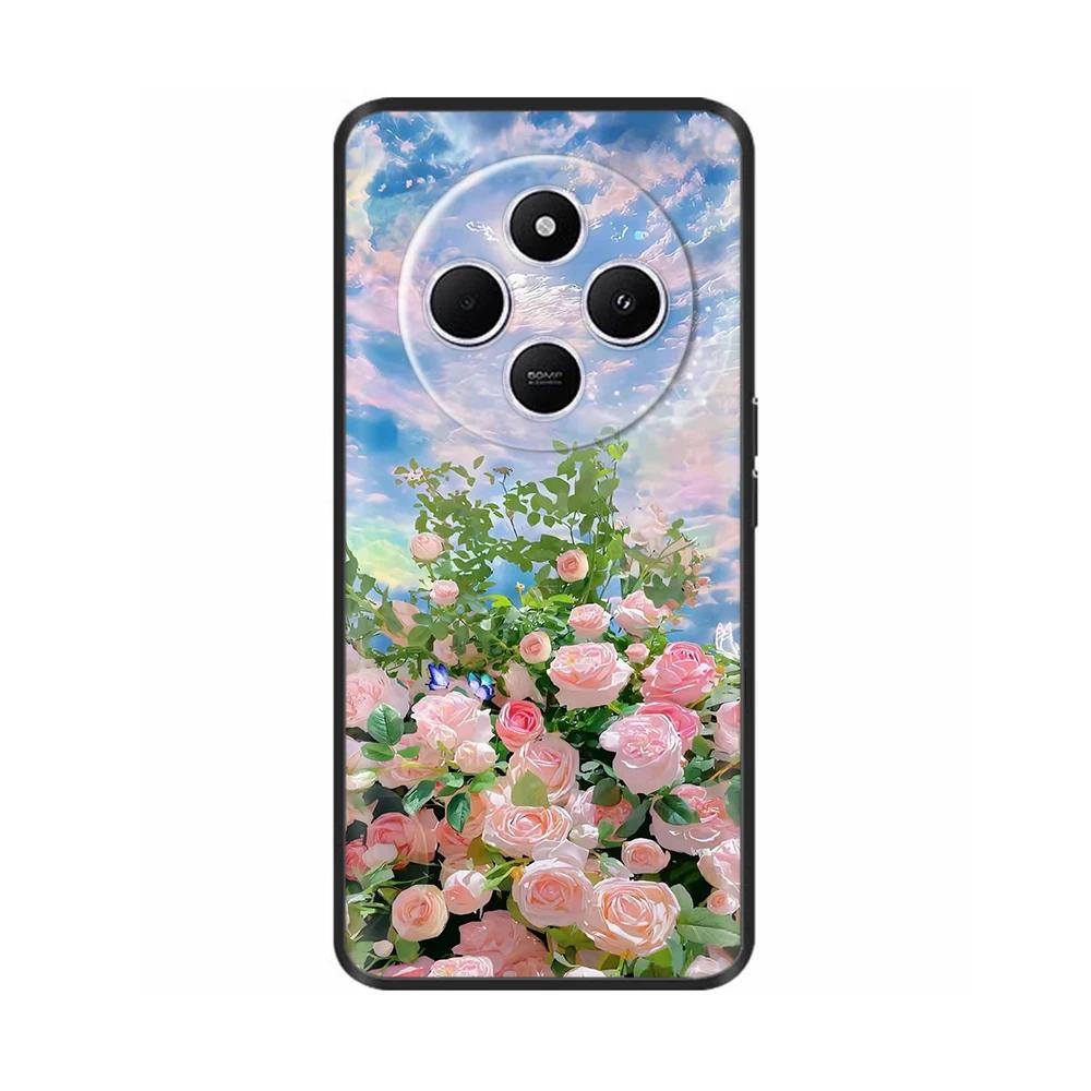 Shockproof Funda For Xiaomi Redmi A4 5G Case 6.88" Soft TPU Silicone Phone Cover For RedmiA4 2024 A 4 Capas Printed Heart Flower