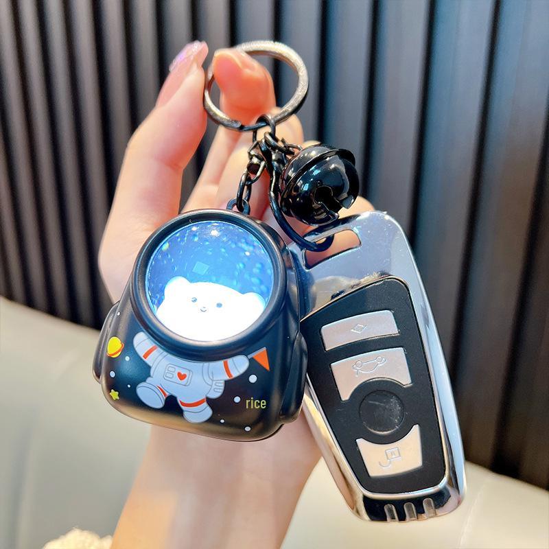 Backpack Bear Light-Up Keychain: Cute Night Light & Car Accessory Gift Ornament.