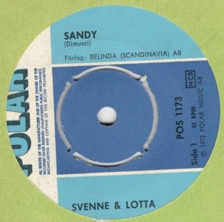 

7inch Record SVENNE LOTTA Sandy POS1173 Polar 1973 UK Rock Used