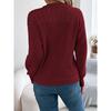 Fashionable Women's Oversized Relaxed-Fit Solid-Colour Lace-Up Lantern-Sleeve Pullover Knitwear