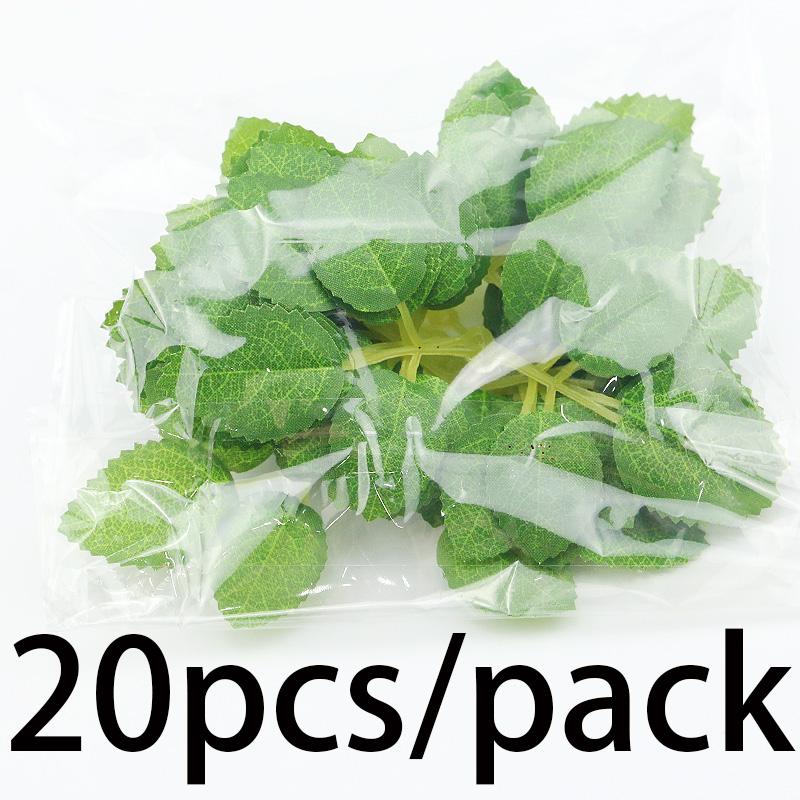 (20Pcs/pack) 12cm Green Simulated Tree Leaves Rose Leaf Home Decoration Vase Decoration Bouquet Packaging Diy with Handmade