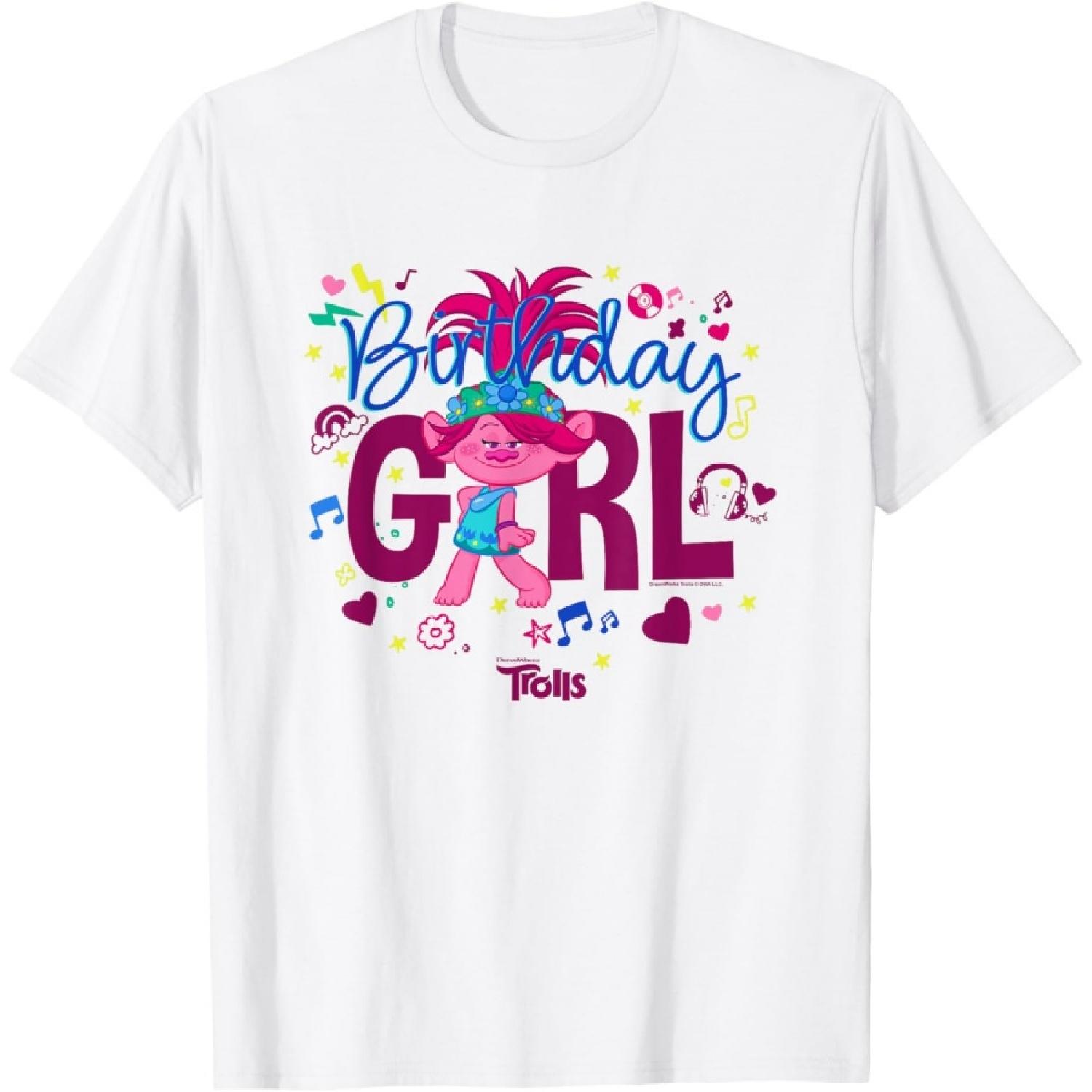 Trolls Cute Sassy Poppy Birthday Girl Big Chest Logo T-Shirt S