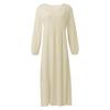 Women's Summer And Fashion V-neck Cotton Linen Loose Sleeves Long Sleeve Dress