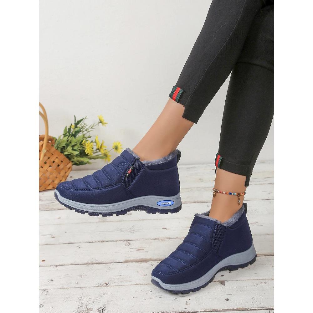 Zapatos de mujer, zapatillas deportivas de mujer, botas de forro polar y engrosadas, botas de nieve ligeras para mujer con suela blanda