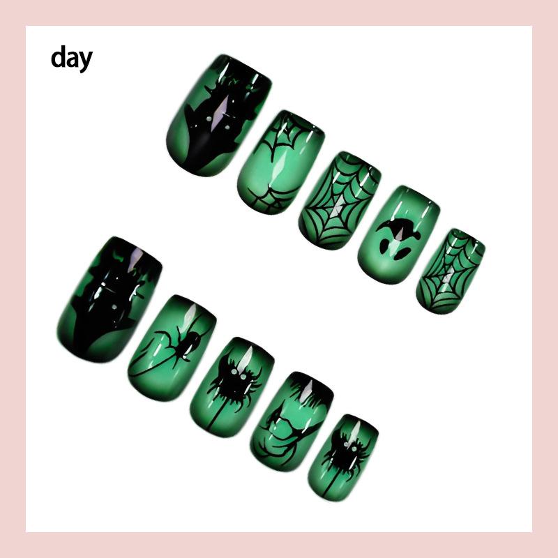 Halloween Glow In Dark Dark Style Ghost Spider Web Removable False Nails