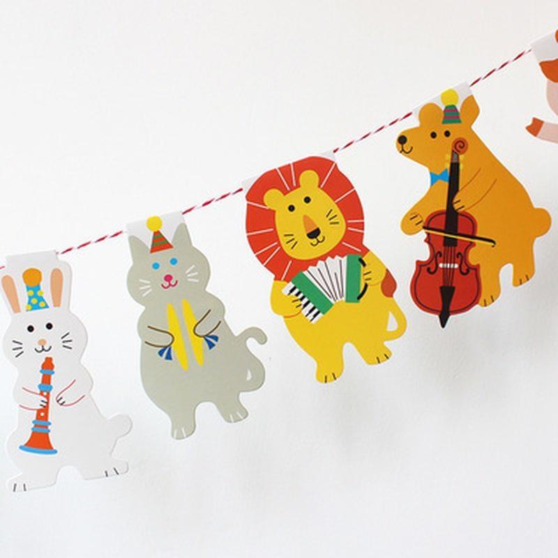 Length 2m Paper Happy Family Birthday Party Animal Shape Colourful Flag 1 Set/bag For Kindergarten Decoration Supplies