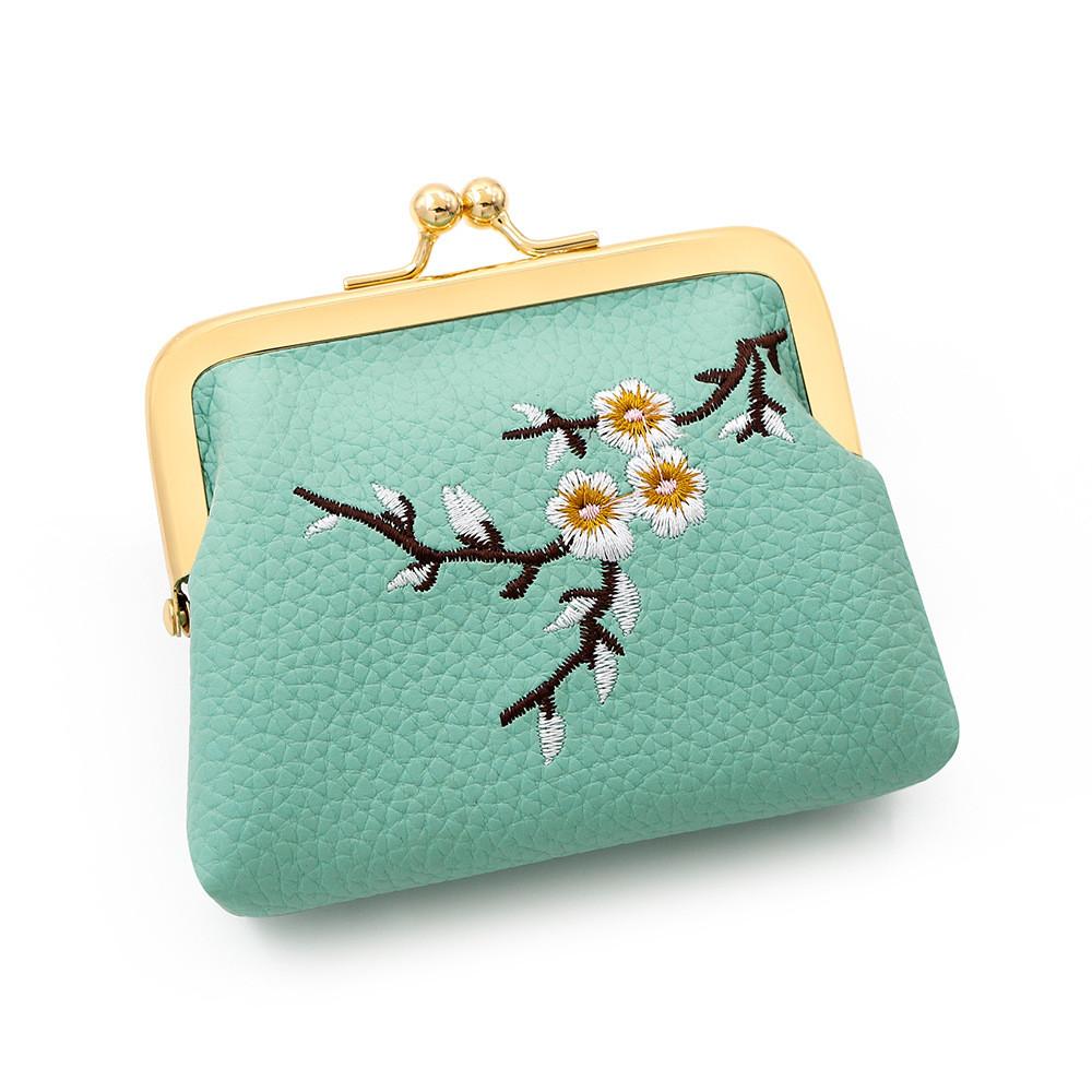 Chinese Style Embroidered Coin Purse With Flower Pattern For Women Daily Use