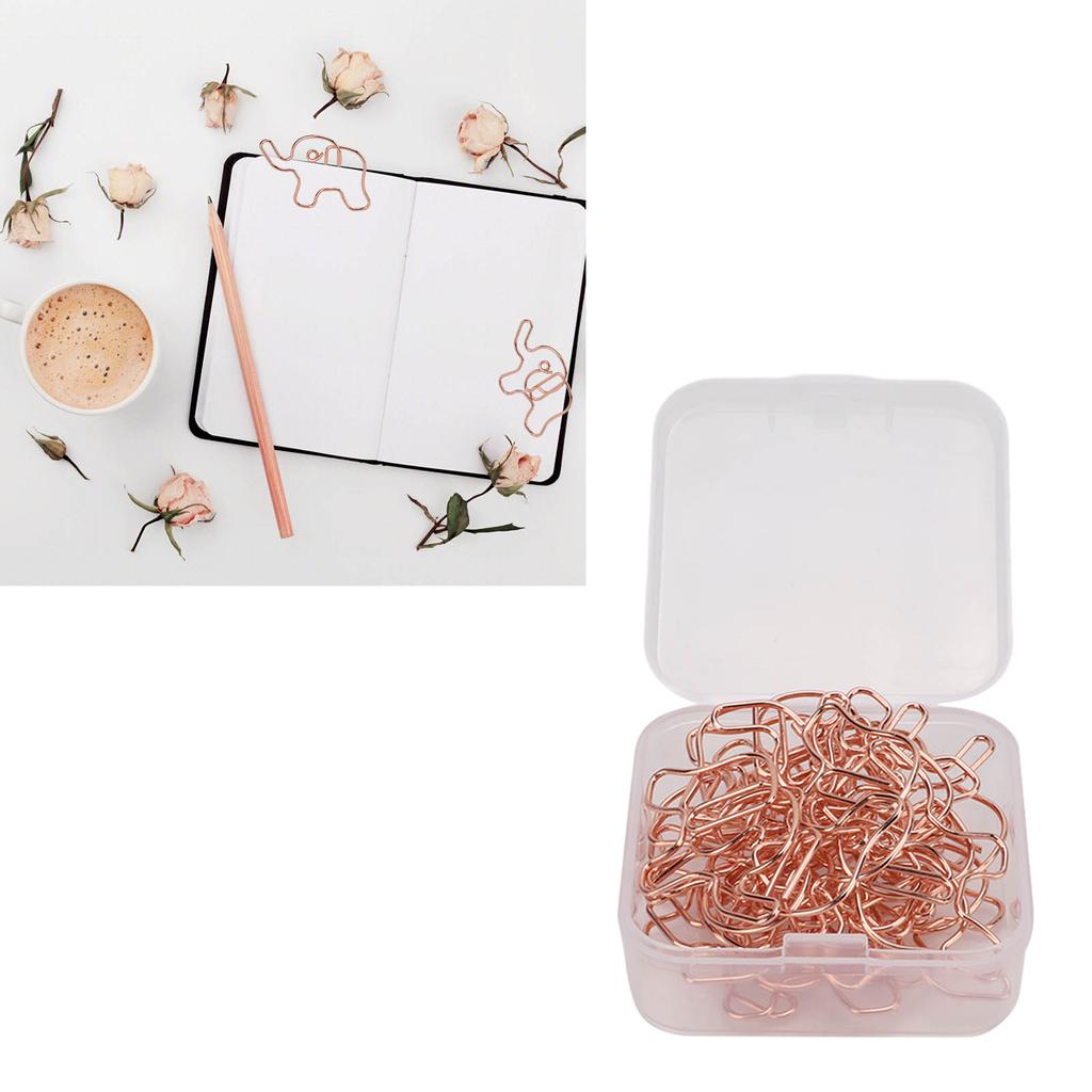 20pcs Shaped Paper Clips Elephant Shapes  Gold Electroplating Process Iron Office Clips for Docu