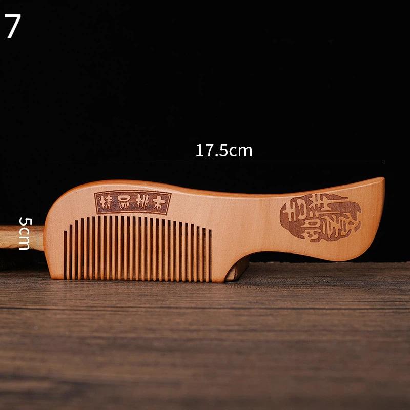 Anti-Static Handcrafted Natural Peach Wood Hair Comb Head Massage Wooden Comb Hair Care Diy Styling Tool