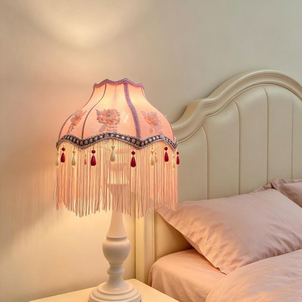 Lampshade with Fringe Tassels Tasseled Lace Retro
