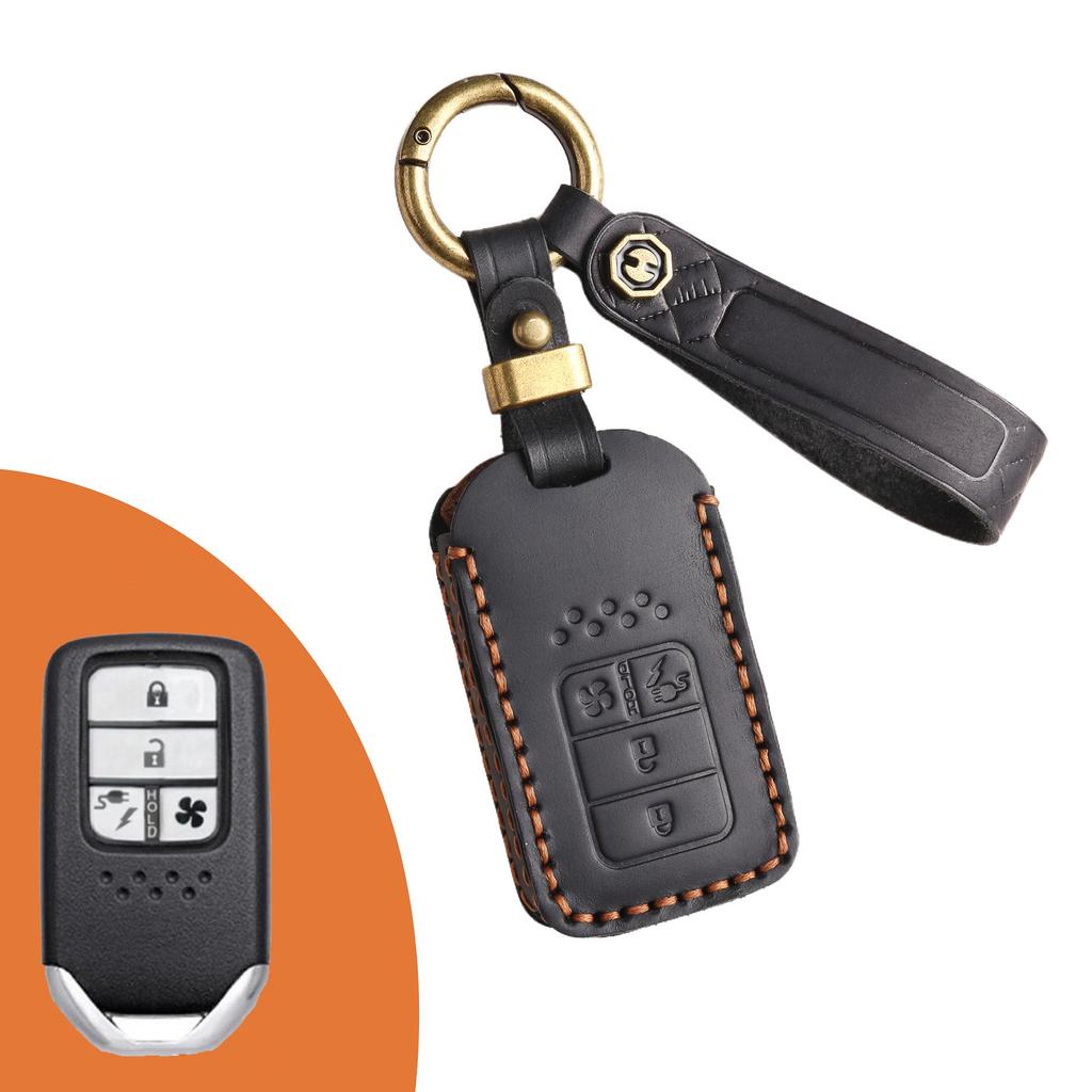 Genuine Leather Key Cover for Honda Fit, Civic, Accord, or Crown Road.