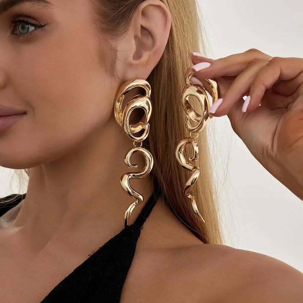 Ingemark 6 Styles Retro Exaggerated Irregular Geometric Stud Earrings Women Creative Punk Metal Piercing Earrings Charm Jewelry