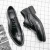 Men's shoes large size men's retro business dress fashion leather shoes men's British casual single shoes Brock leather shoes
