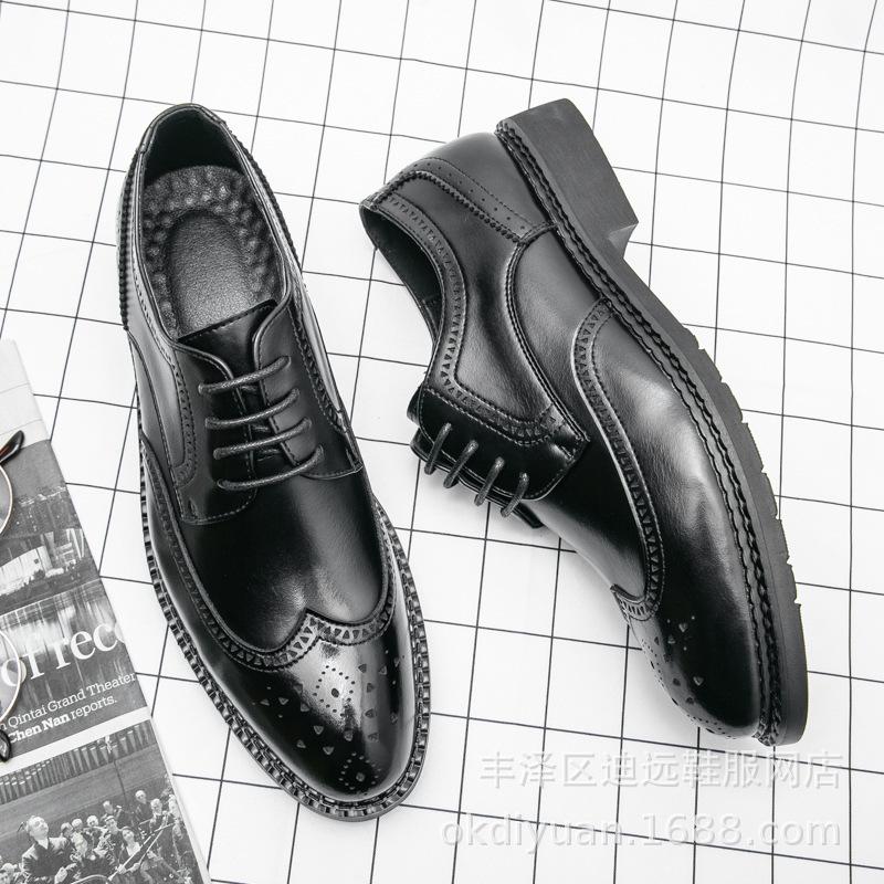 Men's shoes large size men's retro business dress fashion leather shoes men's British casual single shoes Brock leather shoes
