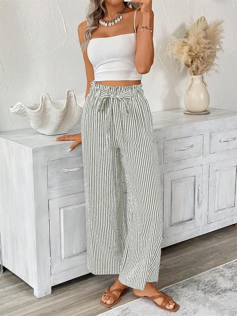 2025 New Autumn Women's Striped Casual Elegant Straight Pants