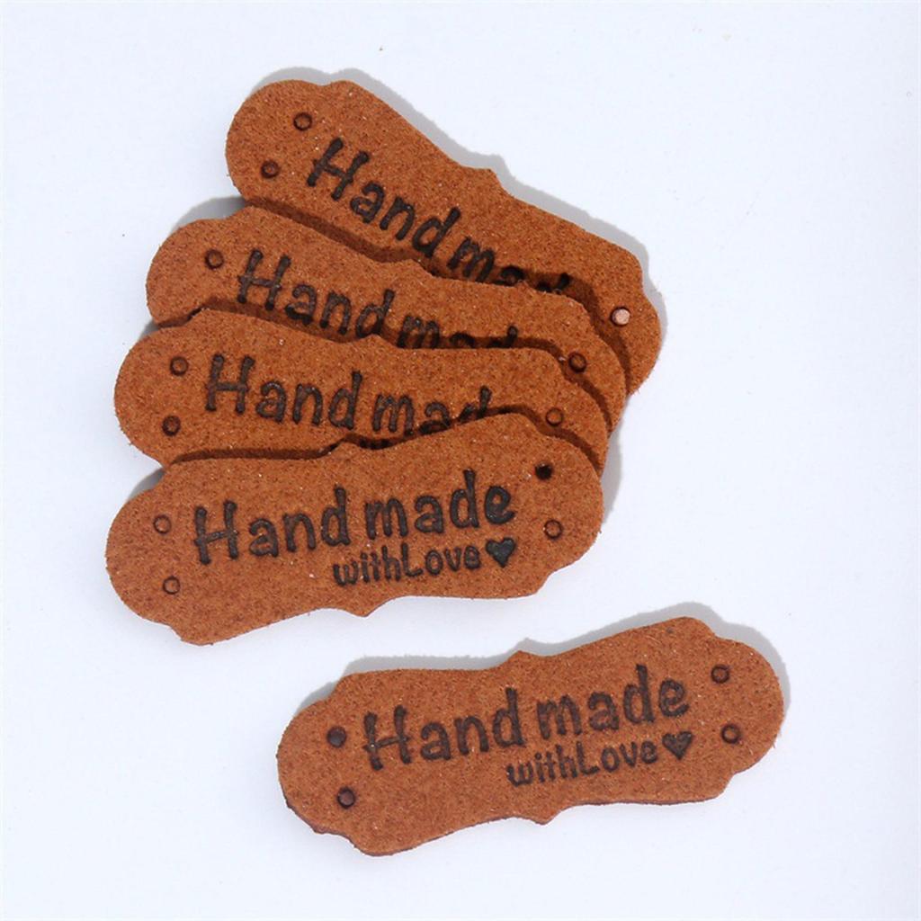 50 Pieces Handmade Labels Embossed Tag Leather Tags for Sewing Accessories