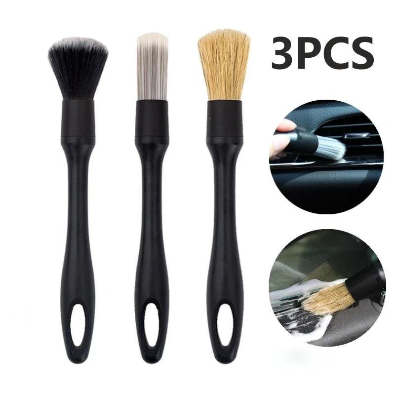3PCS Car Cleaning Brush Super Soft Kit Automotive Detail Brushes For Car Interior Detailing Brush Set Car Dash Duster Brush