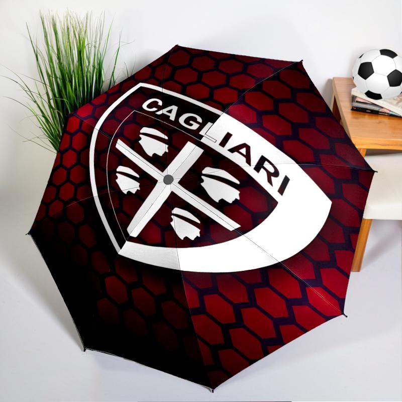 Football Cagliari Design Automatic Folding Umbrella - 8-Rib Travel Umbrella with Auto Open/Close & Portable, Gift for Christmas, Birthdays
