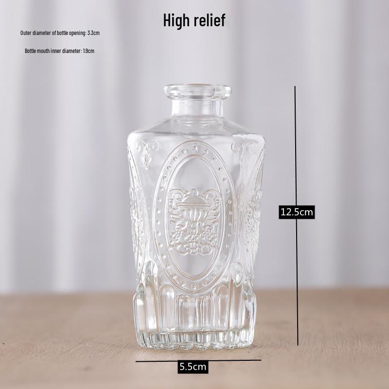 Embossed Glass Vase for Fresh or Dried Flowers - Home Hydroponics Decor