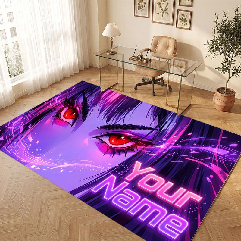 Fantasy Magic Theme Crystal Velvet Floor Rug Personalized Custom Name Text Warm Carpet Home Decoration