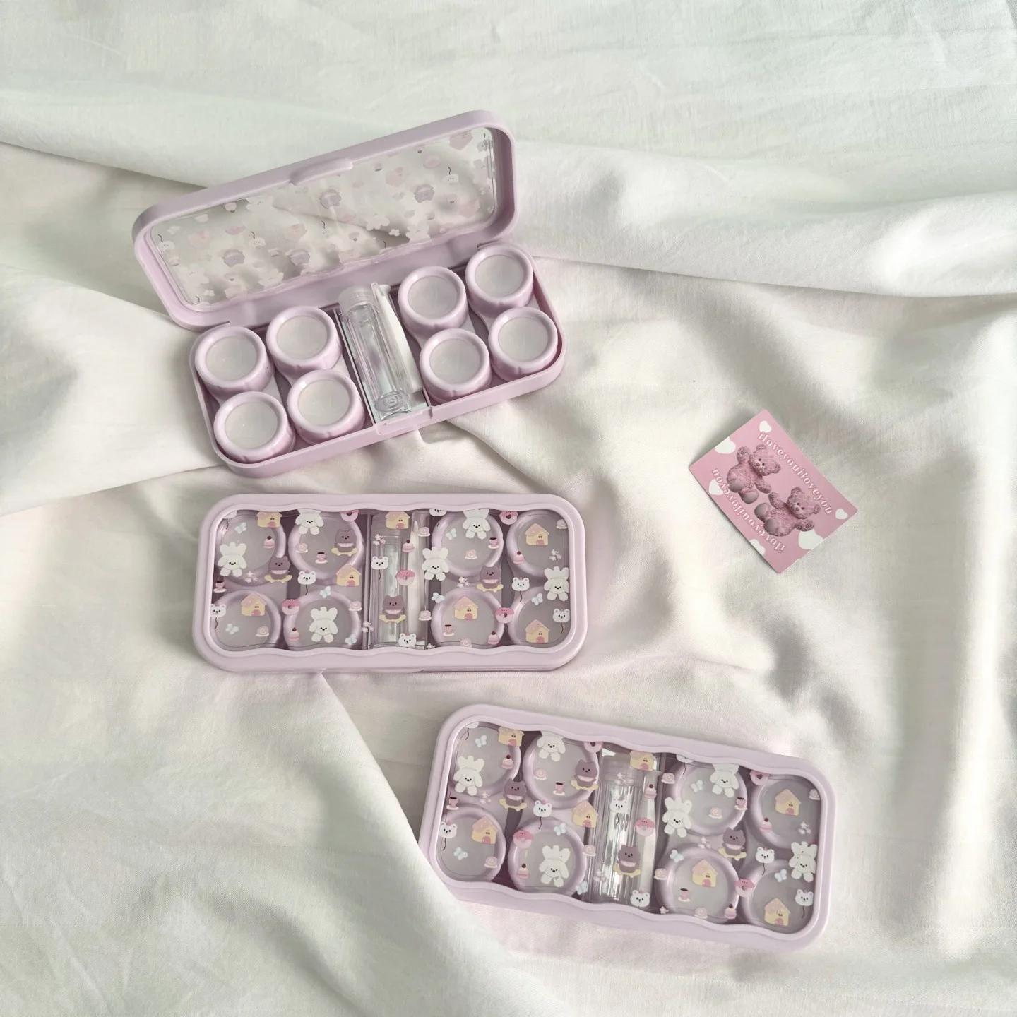 

Contact Lenses Case Travel Beauty Case Ins Cute Animal Contact Lens Box Contact Lens Companion Care Box with Glasses Tweezers