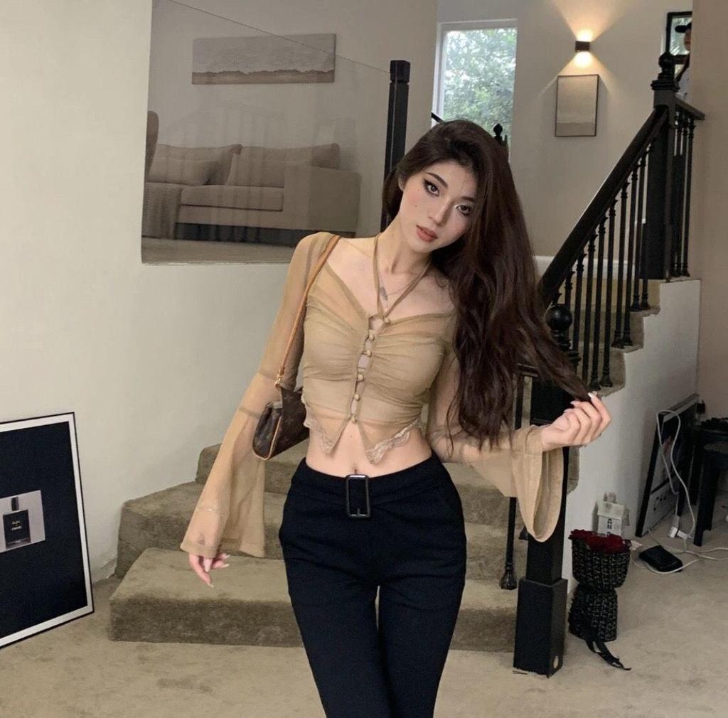 Damen Slim Fit Cardigan mit würzigem Design: Dünnes Langarm-Frühlings-/Sommer-Oberteil