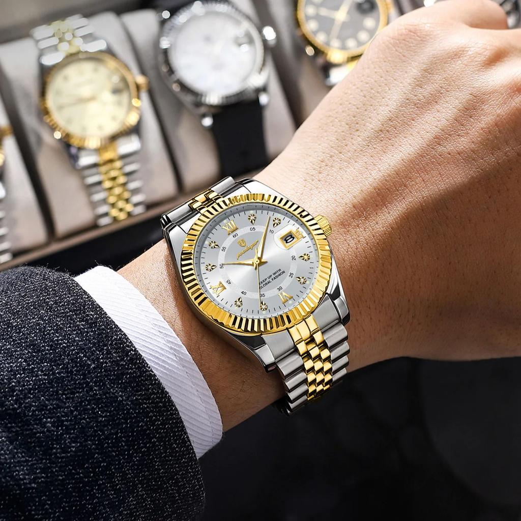 Luxury Business Men Wristwatch Waterproof Luminous Date Man Watch Stainless Steel Fashion Men's Quartz Watches