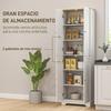 Kitchen Cupboard Kitchen Auxiliary Cabinet with 4 Doors and Adjustable Shelves for Dining Room Living Room 60x30x183 Cm White