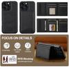 For iPhone 16 Pro Magnetic Phone Case Leather Back Cover with Detachable Card Holder