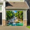 A large jungle-style landscape waterfall for spring and summer small river garage door
