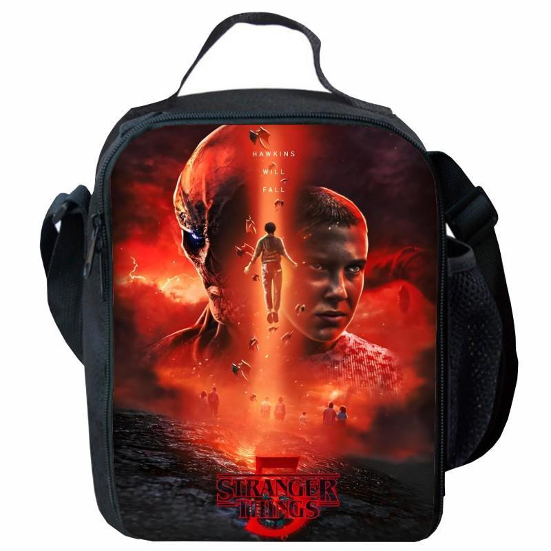 Stranger Things 5 Lunch Bag: Cartoon Picnic Bag for Primary Students with Ice Pack