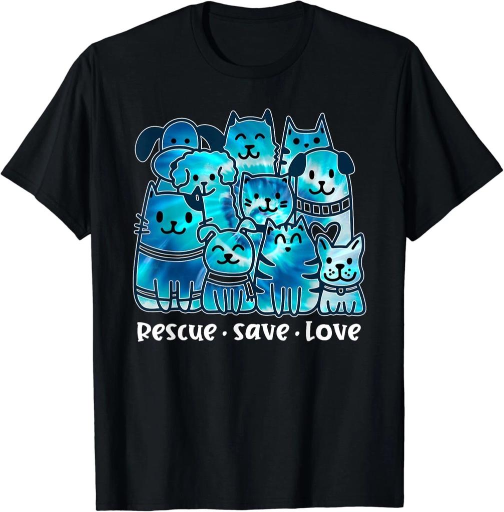 Rescue Save Love Cute Tie Dye Animal Rescue Dog Cat Lovers Gift Unisex T-Shirt