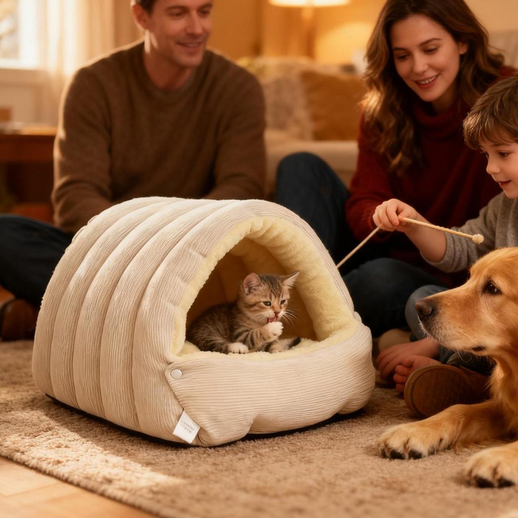 S Size Pet House Tent Enclosed Pet Sleeping Nest Warming Dog Sleeping Beds For Small Medium Large Kitten Puppy Indoor Living