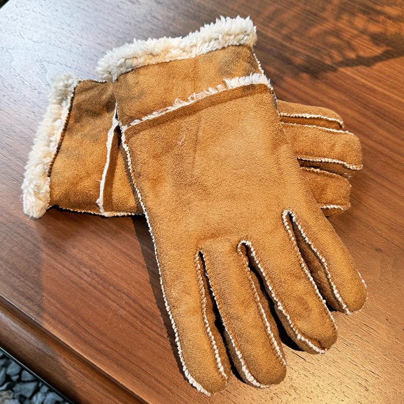

2025 retro fashion versatile maroon gloves women s warm and cold ski gloves One size fits all малиновий