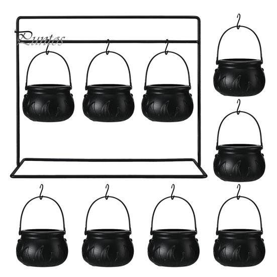 3/9Pcs Halloween Candy Bowls Witch Cauldron Treat Bowls with Iron Rack Candy Bucket Decoration Halloween Party Supplies