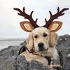 KUDES Dog Cat Christmas Reindeer Antlers Headband Classic Adjustable Elk Hat Headwear Pet Deer Cospaly Costumes Accessories (M(for Small Medium