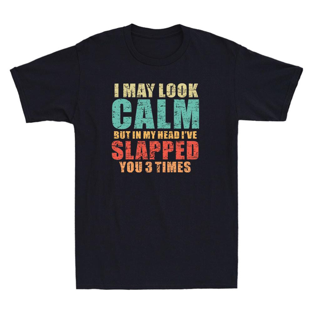 I May Look Calm But In My Head I ve Slapped You 3 Time Funny Retro Men s T-Shirt XL