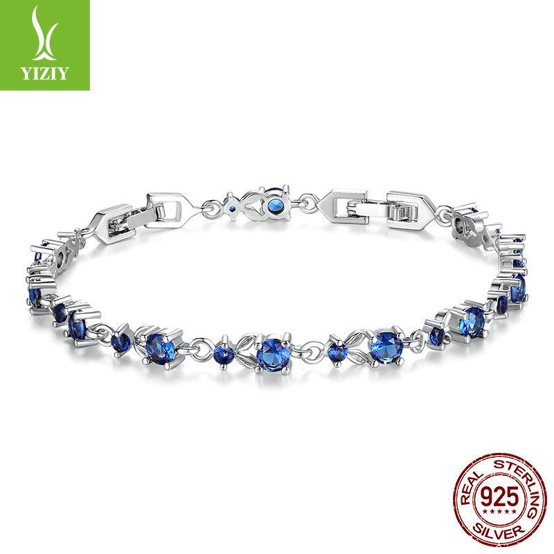 

Yinziyun Adjustable Multi-Color Zircon Bracelet in Copper-Plated White Gold. Copper синій