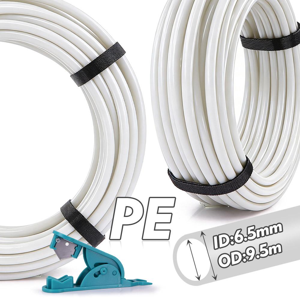 

3/8 9.5mm PE Hose with Cutter Garden Auto Watering Pressure-Proof White Hose for Lawn Orchard Agriculture Micro Drip Irrigation 9.5mm&10m-32.8FT