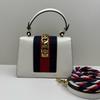 [Pre-Owned] Sylvie Gold Buckle Striped Web Leather Mini Tote Shoulder Crossbody Bag - Very Good #119GX9R