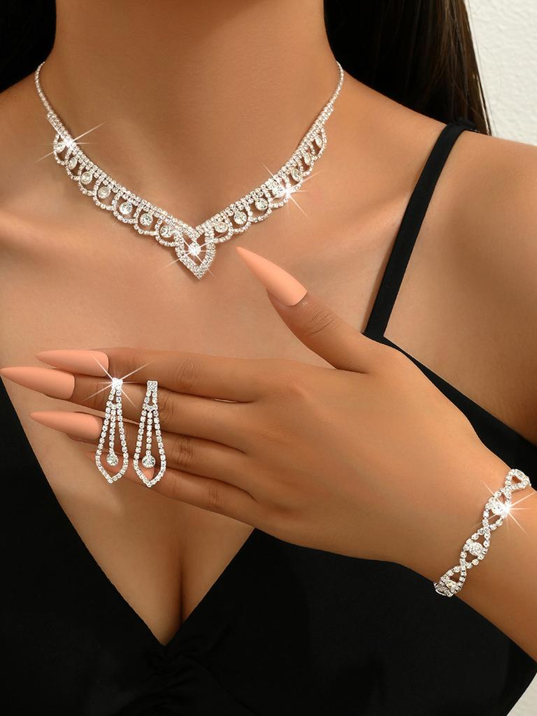 4 Pieces of Women's Claw Chain Hollow Earrings Necklace Bracelet Jewelry Set Wedding Banquet Party Holiday Gifts