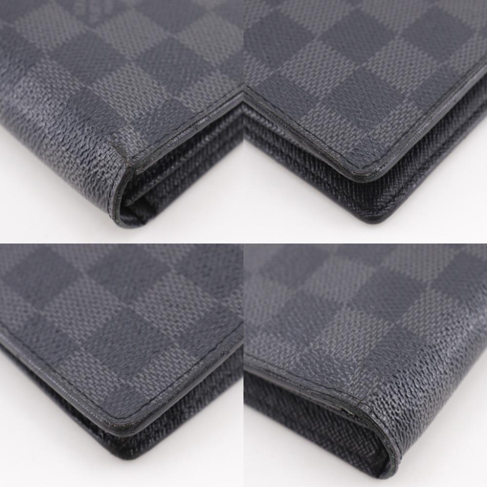 Louis Vuitton Portefeiulle Braza Purse N62665 Black Damier Grafitto Canvas Mens Used